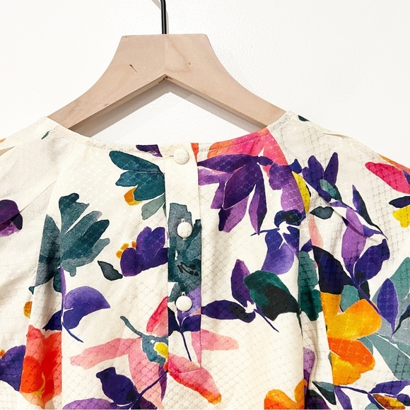 NWT SEZANE Erell Silk Long Sleeve Mini Dress in Floral Multicolored Print US 2 - Picture 12 of 12